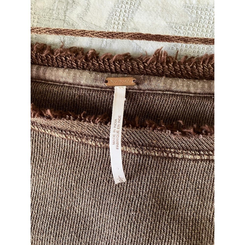 Free People Oversized Sweatshirt In Brown Women's Sz Large - Picture 3 of 7
